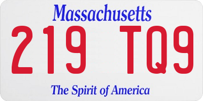 MA license plate 219TQ9