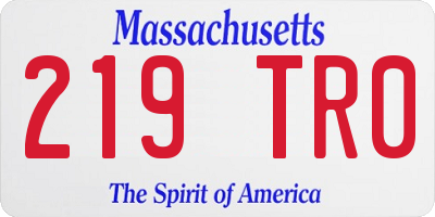 MA license plate 219TR0