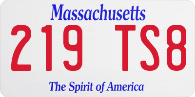 MA license plate 219TS8