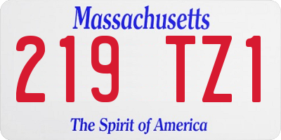 MA license plate 219TZ1