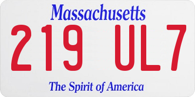 MA license plate 219UL7