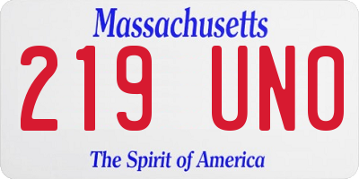 MA license plate 219UN0