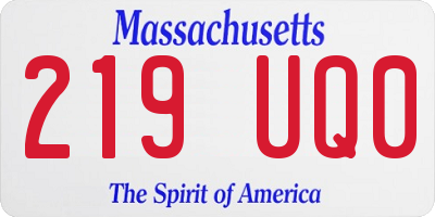 MA license plate 219UQ0