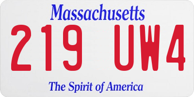 MA license plate 219UW4