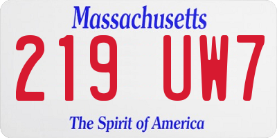 MA license plate 219UW7