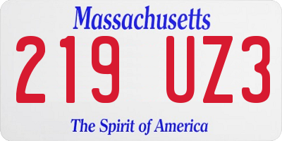 MA license plate 219UZ3