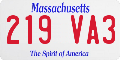 MA license plate 219VA3
