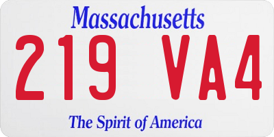 MA license plate 219VA4