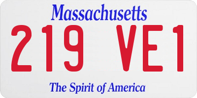 MA license plate 219VE1