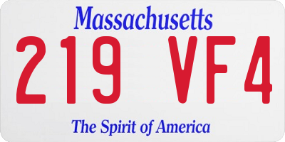 MA license plate 219VF4
