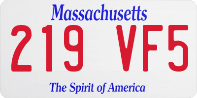 MA license plate 219VF5