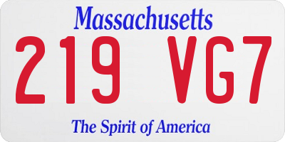 MA license plate 219VG7