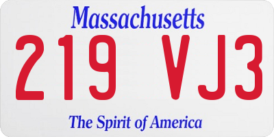 MA license plate 219VJ3