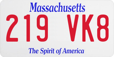 MA license plate 219VK8