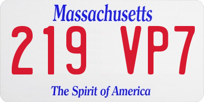 MA license plate 219VP7