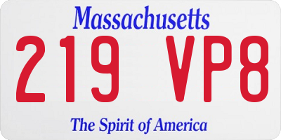 MA license plate 219VP8