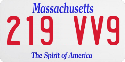 MA license plate 219VV9