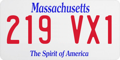 MA license plate 219VX1