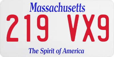 MA license plate 219VX9