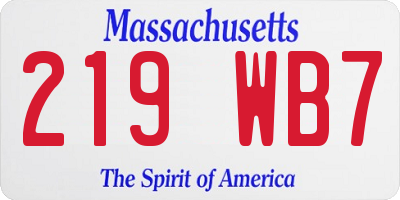 MA license plate 219WB7