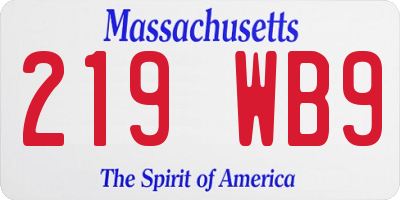 MA license plate 219WB9