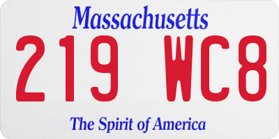 MA license plate 219WC8