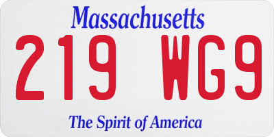 MA license plate 219WG9