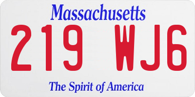 MA license plate 219WJ6