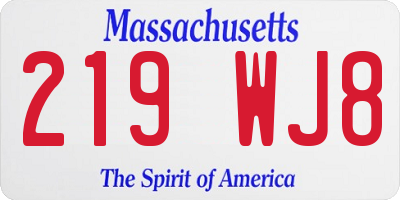 MA license plate 219WJ8