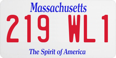 MA license plate 219WL1