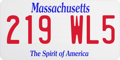 MA license plate 219WL5