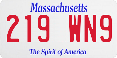 MA license plate 219WN9