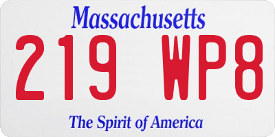 MA license plate 219WP8