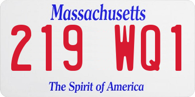 MA license plate 219WQ1