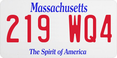 MA license plate 219WQ4