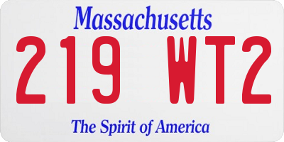 MA license plate 219WT2