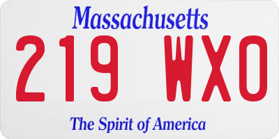 MA license plate 219WX0