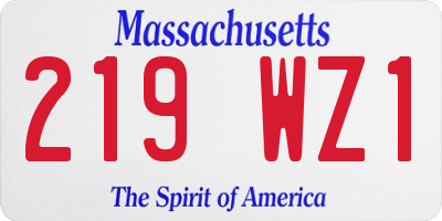MA license plate 219WZ1