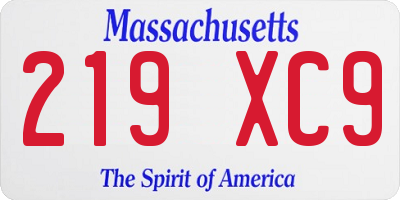MA license plate 219XC9