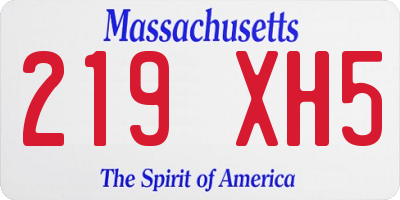 MA license plate 219XH5