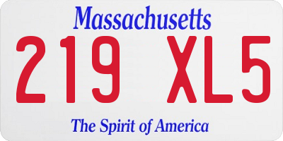 MA license plate 219XL5