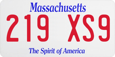 MA license plate 219XS9