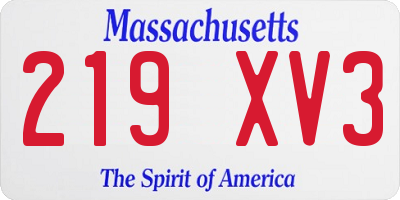 MA license plate 219XV3