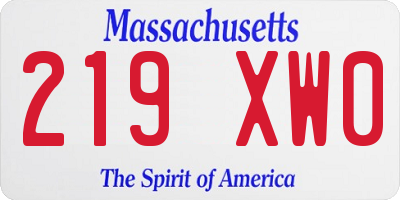 MA license plate 219XW0