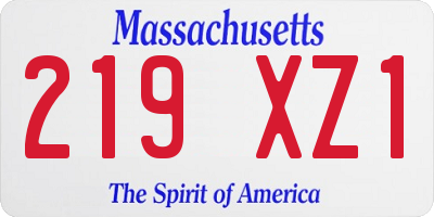 MA license plate 219XZ1