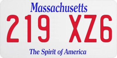 MA license plate 219XZ6