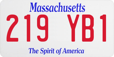 MA license plate 219YB1