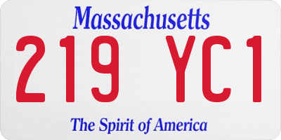 MA license plate 219YC1