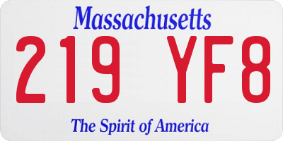 MA license plate 219YF8