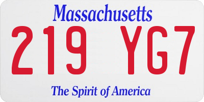 MA license plate 219YG7